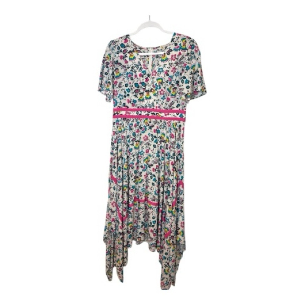 Boden Multicolor Floral Midi Dress with Pink Highlights - Picture 3 of 3